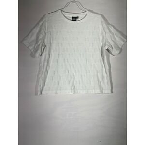 Disney Minnie Mouse Bow Textured T Shirt Womens M White Terry Cloth Short Sleeve